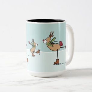 Cute Dancing Reindeer - jul Två-Tonad Mugg