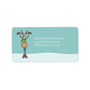 Cute Dancing Reindeer - Juletikett Adressetikett