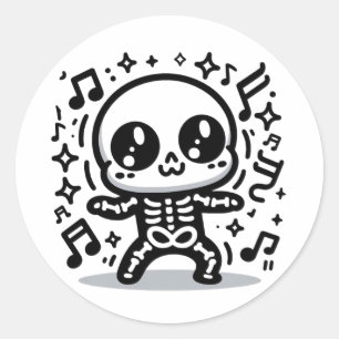 Cute Dancing Skeleton Funny Kawaii Halloween Decal Runt Klistermärke