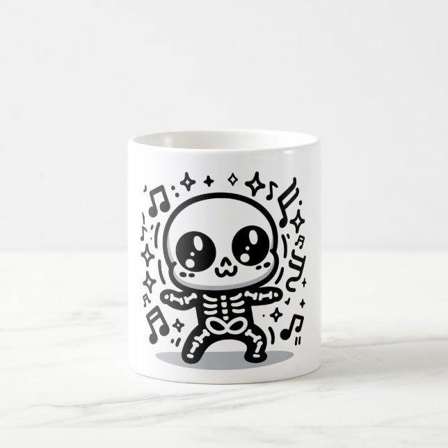 Cute Dancing Skeleton Halloween Mugg Kawaii Spooky (Center)