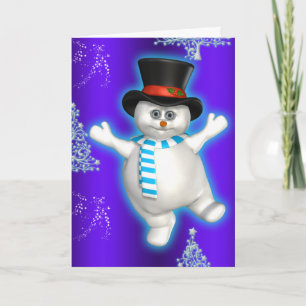 Cute Dancing Snögubbe Blue-jul Kort