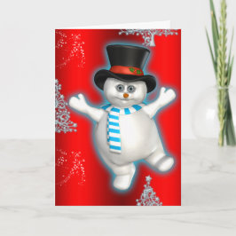 Cute Dancing Snögubbe Red-jul Kort