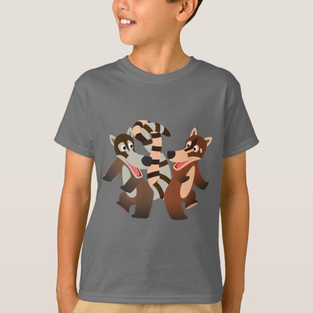 Cute Dancing Tecknad Coatimundis Children T-Shirt (Framsida)