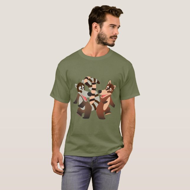 Cute Dancing Tecknad Coatimundis T-Shirt (Hel framsida)