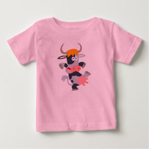 Cute Dancing Tecknad Cow Baby T-Shirt