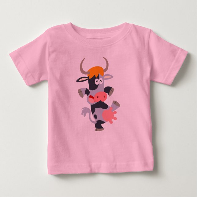 Cute Dancing Tecknad Cow Baby T-Shirt (Framsida)