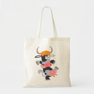 Cute Dancing Tecknad Cow Bag Tygkasse