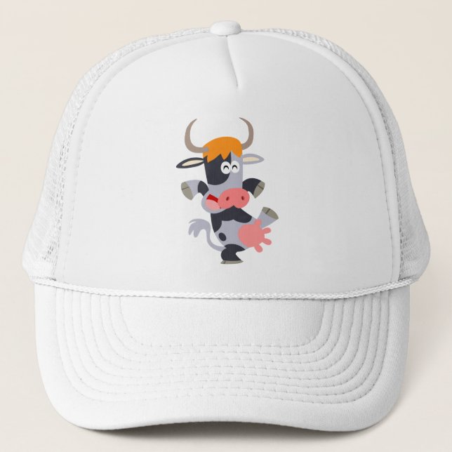 Cute Dancing Tecknad Cow Hat Keps (Framsida)