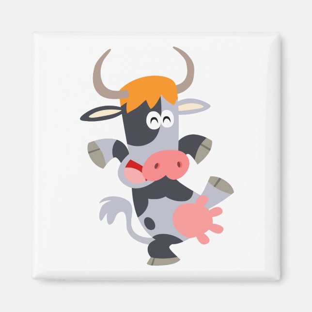 Cute Dancing Tecknad Cow Magnet (Framsidan)