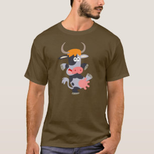 Cute Dancing Tecknad Cow T-Shirt