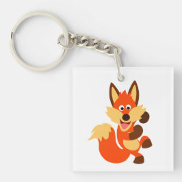 Cute Dancing Tecknad Fox Acrylic Keychain