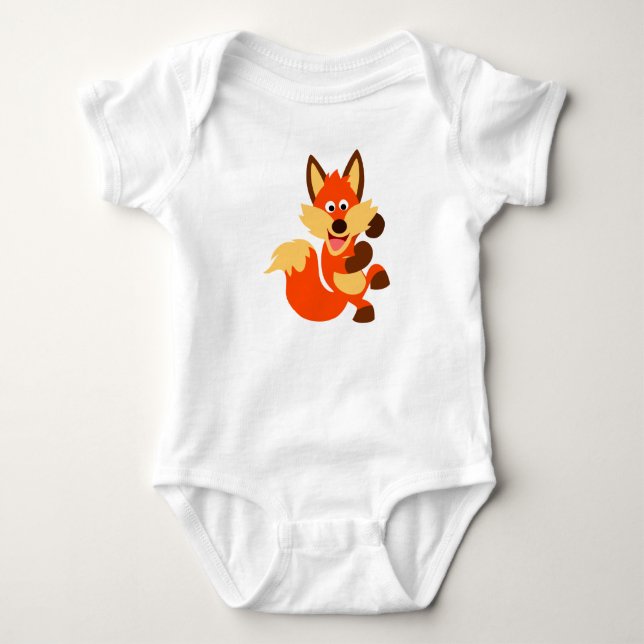Cute Dancing Tecknad Fox Baby Bodykostym Tröja (Framsida)