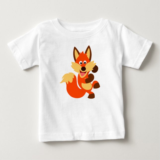 Cute Dancing Tecknad Fox Baby T-Shirt (Framsida)