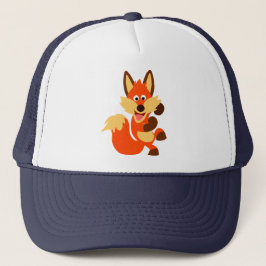 Cute Dancing Tecknad Fox Hat Truckerkeps