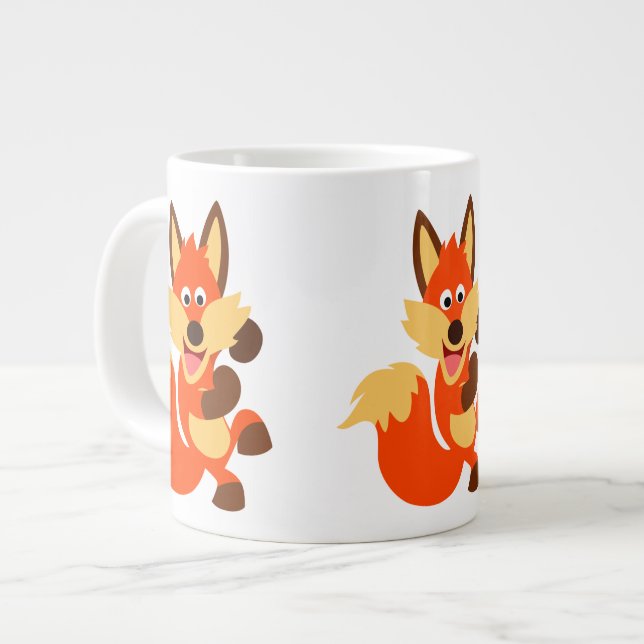 Cute Dancing Tecknad Fox Jumbo Mugg (Framsida vänster)