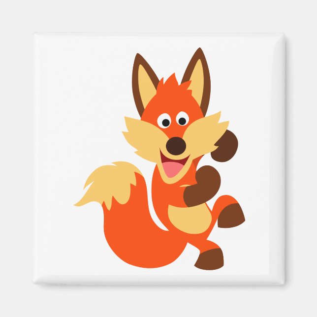 Cute Dancing Tecknad Fox Magnet (Framsidan)
