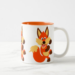 Cute Dancing Tecknad Fox Mugg