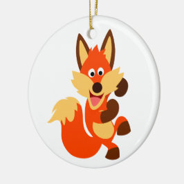Cute Dancing Tecknad Fox Ornament