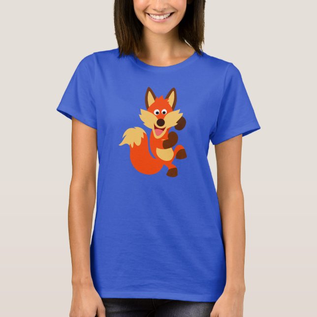Cute Dancing Tecknad Fox Women T-Shirt (Framsida)