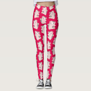 Cute Dancing Tecknad Gris Mönster Leggings