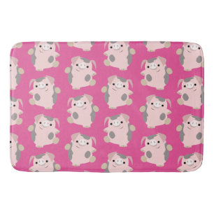 Cute Dancing Tecknad Gris Upprepa Mönster Bath Mat Badrumsmatta