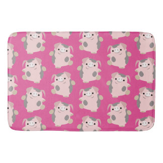 Cute Dancing Tecknad Gris Upprepa Mönster Bath Mat Badrumsmatta