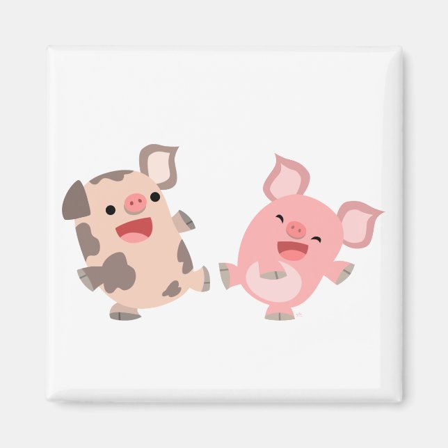 Cute Dancing Tecknad Grisar Magnet (Framsidan)