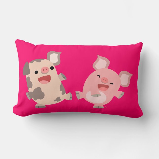 Cute Dancing Tecknad Grisar Pillow Lumbarkudde (Framsida)