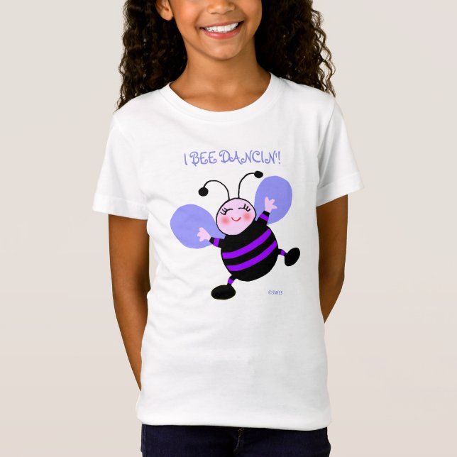 Cute Dancing Tecknad Lila Bee Lavender Vingar Tee (Framsida)