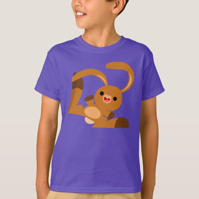 Cute Dancing Tecknad Rabbit Children T-Shirt (Framsida)