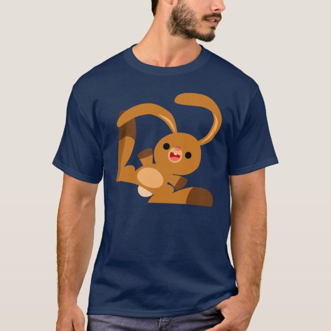 Cute Dancing Tecknad Rabbit T-Shirt (Framsida)