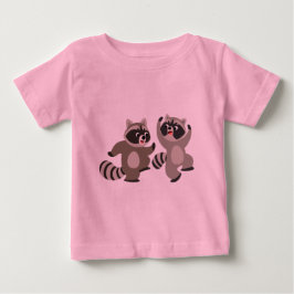 Cute Dancing Tecknad Raccoons Baby T-Shirt