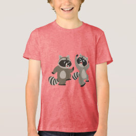 Cute Dancing Tecknad Raccoons Children T-Shirt