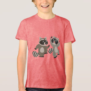 Cute Dancing Tecknad Raccoons Children T-Shirt