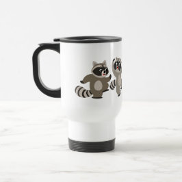 Cute Dancing Tecknad Raccoons Commuter Mugg