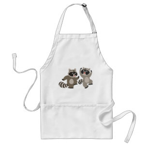 Cute Dancing Tecknad Raccoons Förkläde