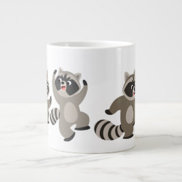 Cute Dancing Tecknad Raccoons Jumbo Mugg