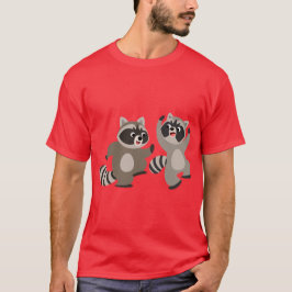 Cute Dancing Tecknad Raccoons T Shirt