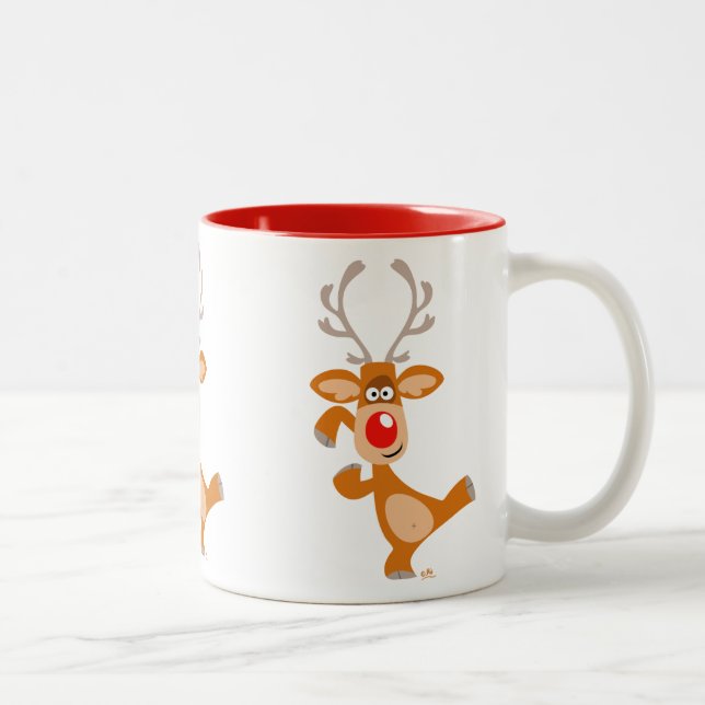 Cute Dancing Tecknad Reindeer Mugg (Höger)