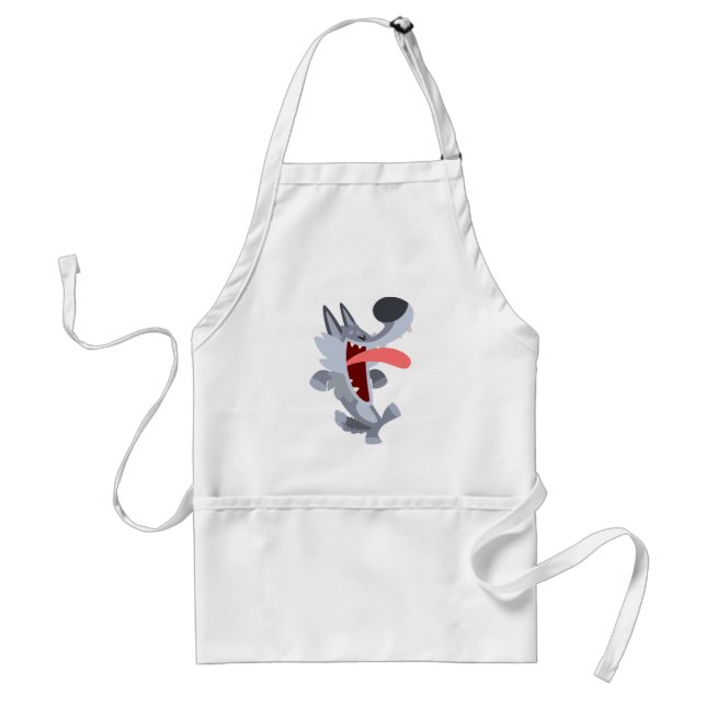 Cute Dancing Tecknad Varg Apron Förkläde (Framsidan)