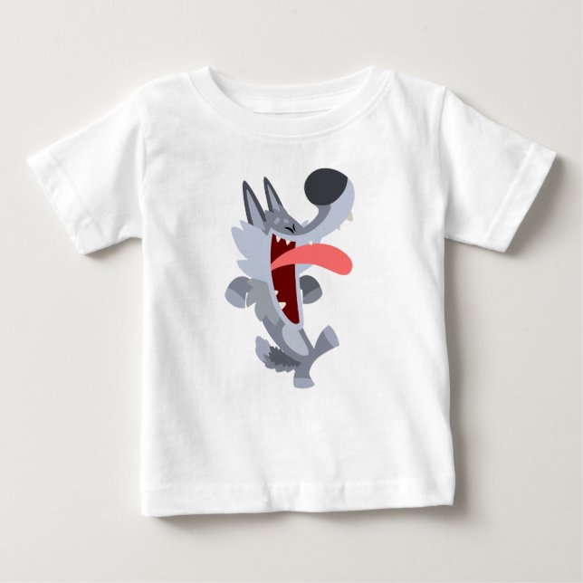 Cute Dancing Tecknad Varg Baby T-Shirt (Framsida)