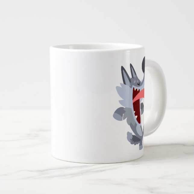 Cute Dancing Tecknad Varg Jumbo Mugg (Framsida höger)