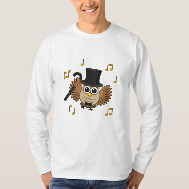 Cute Dancing Uggla med Musik noter Tecknad T Shirt (Framsida)