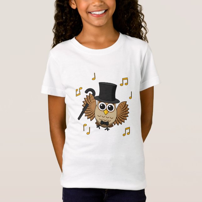 Cute Dancing Uggla med Musik noter Tecknad T Shirt (Framsida)