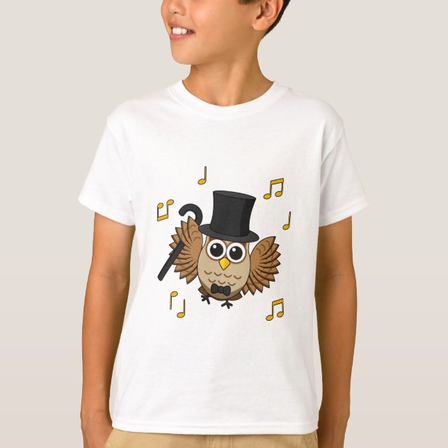 Cute Dancing Uggla med Musik noter Tecknad T Shirt (Framsida)