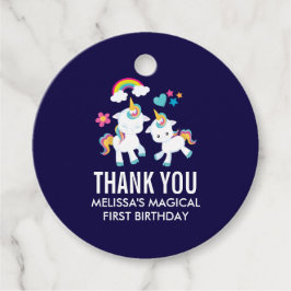 Cute Dancing Unicorns Magic Rainbow Birthday Gåvor Etiketter