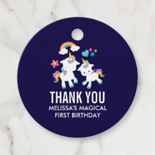 Cute Dancing Unicorns Magic Rainbow Birthday Gåvor Etiketter