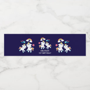 Cute Dancing Unicorns Magic Rainbow Birthday Vattenflaskor Etikett