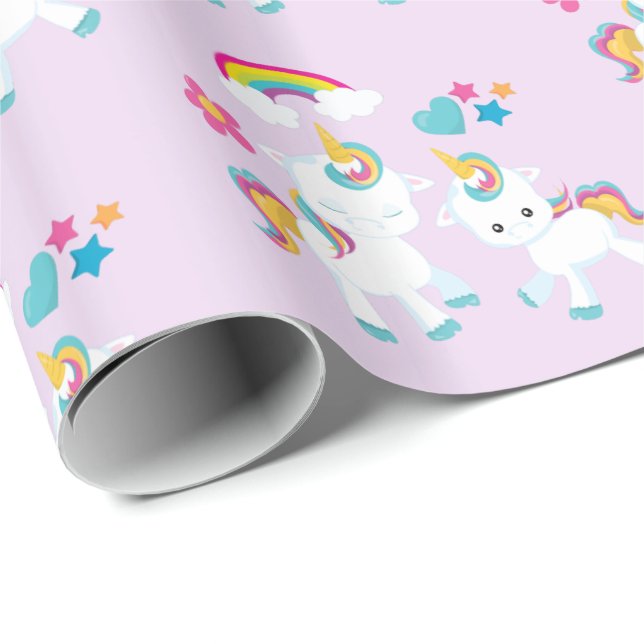 Cute Dancing Unicorns Magic Rainbow Mönster Presentpapper (Rullad Hörn)