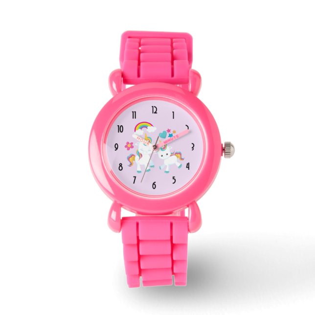 Cute Dancing Unicorns Magic Rainbow & Stars Armbandsur (Framsida)